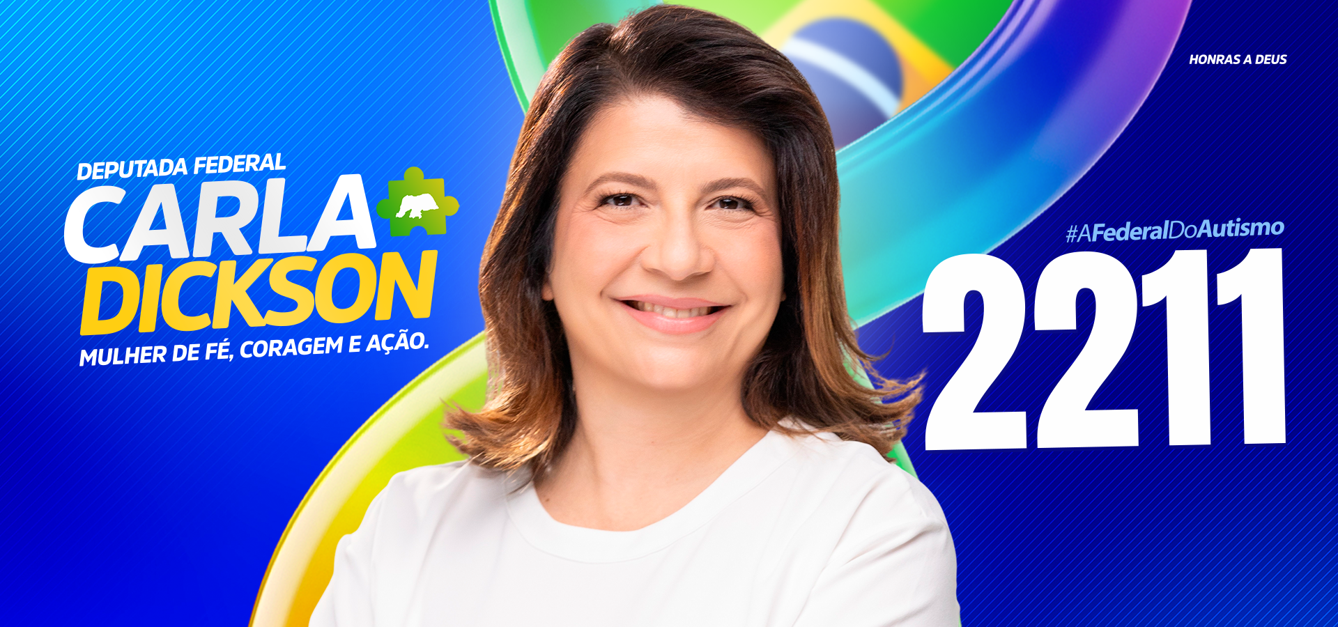 Banner oficial da campanha Carla Dickson 2211 — Deputada Federal pelo RN